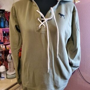 PINK Victoria's Secret Olive Lace-Up Hoodie